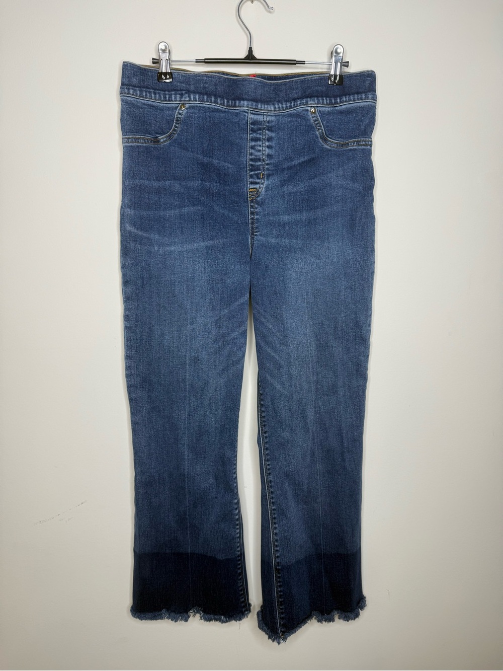 Spanx Women's Two-Tone Blue Crop Flare Jeans - Picture 2 of 7